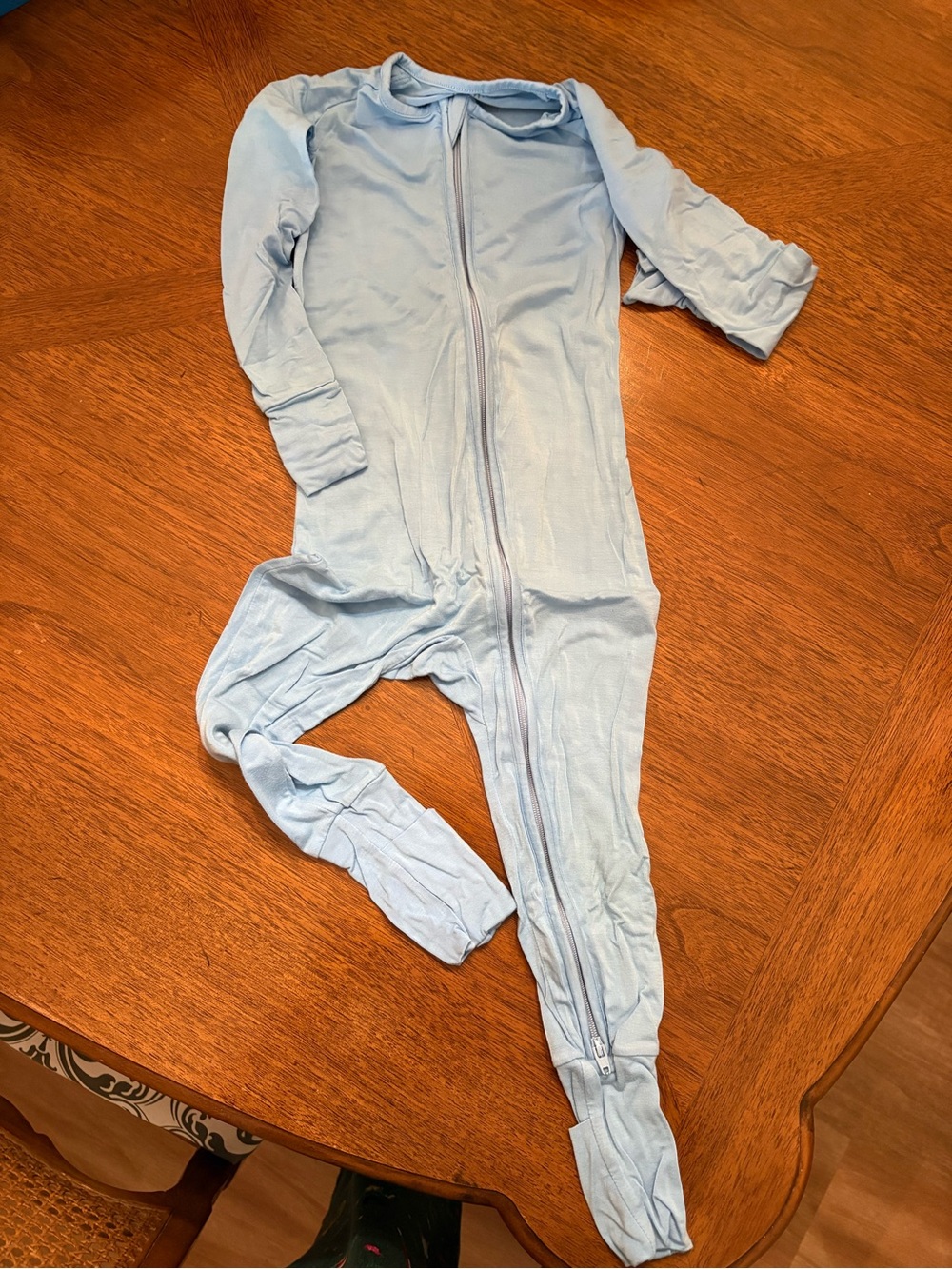 Little Sleepies Light Blue Zip-Up Footed One-Piece